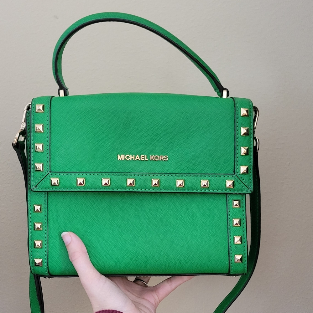 michael kors mk green studded bag